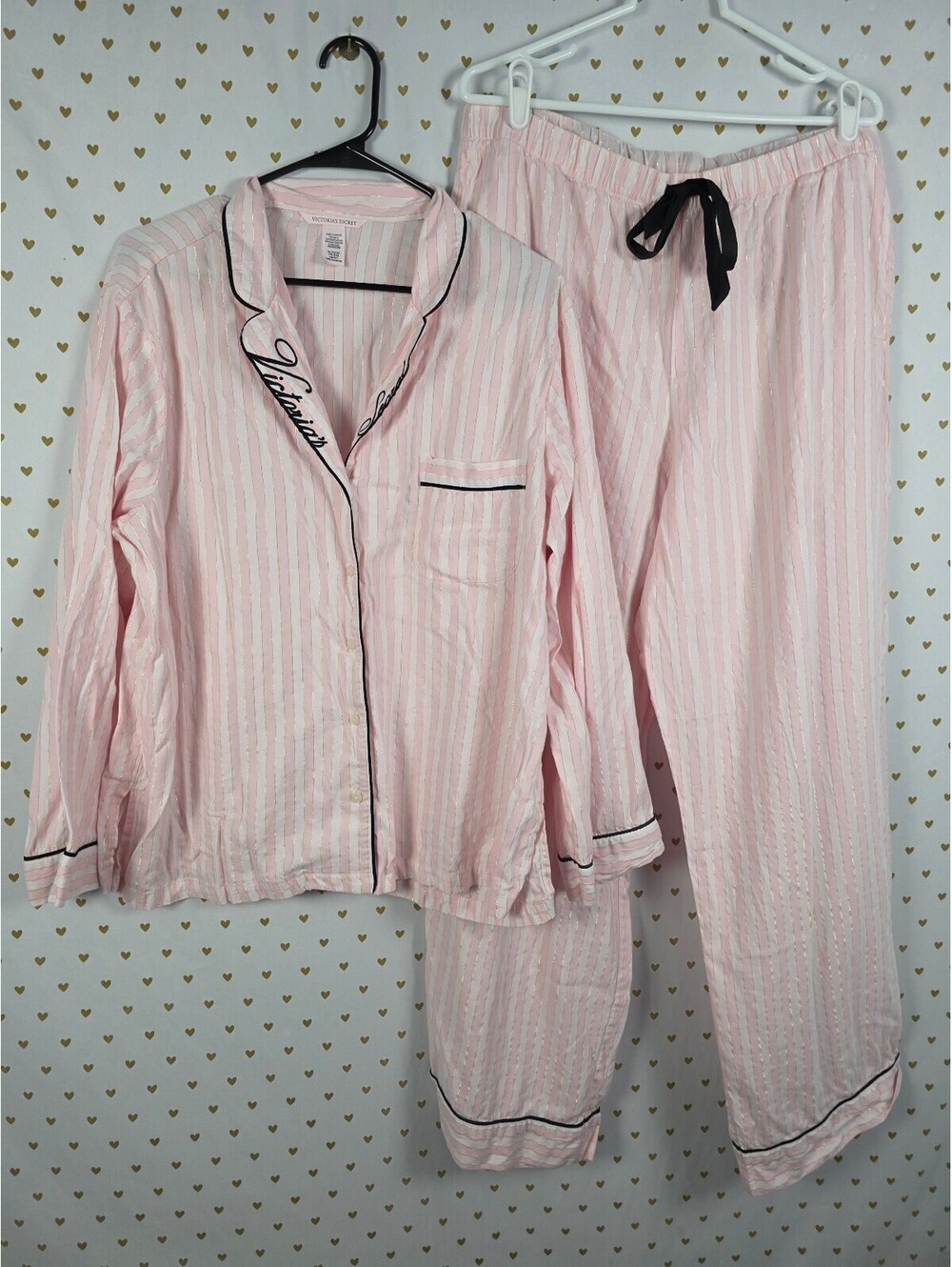 Victorias Secret Iconic Striped Sleep SET Outfit Shirt Pants Pajama PJ  XL